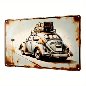 An antique car metal tin sign, a wall-mounted retro art piece, suitable for decorating homes, rooms, dining rooms, bars, cafes, and garages; a multi-functional metal courtyard sign, 30.48 x 20.32cm.